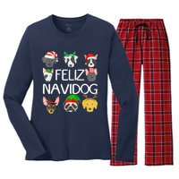 Feliz Navidog Feliz Navidad Christmas For Dog Lovers Women's Long Sleeve Flannel Pajama Set 