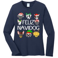 Feliz Navidog Feliz Navidad Christmas For Dog Lovers Ladies Long Sleeve Shirt