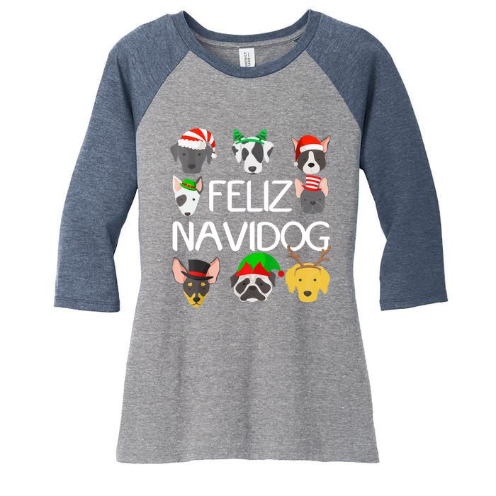 Feliz Navidog Feliz Navidad Christmas For Dog Lovers Women's Tri-Blend 3/4-Sleeve Raglan Shirt