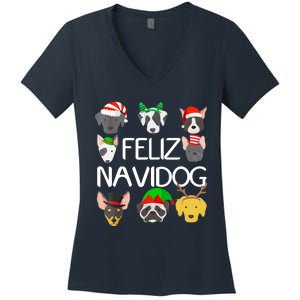 Feliz Navidog Feliz Navidad Christmas For Dog Lovers Women's V-Neck T-Shirt