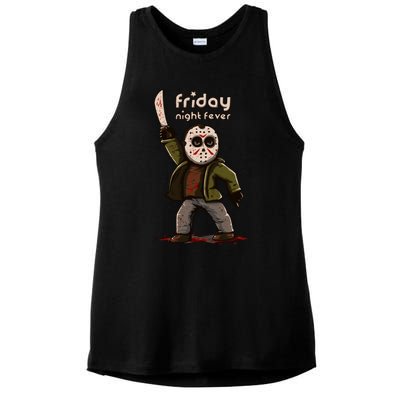 Friday Night Fever Horror Character Halloween Jason Ladies PosiCharge Tri-Blend Wicking Tank