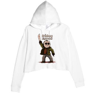 Friday Night Fever Horror Character Halloween Jason Crop Fleece Hoodie