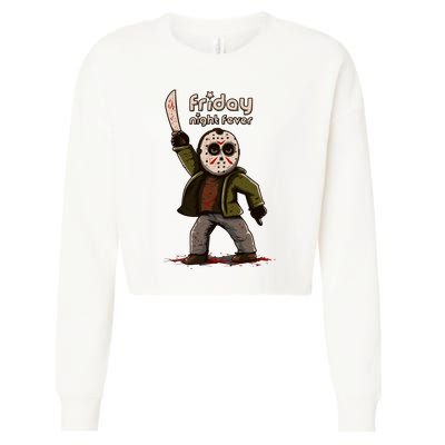 Friday Night Fever Horror Character Halloween Jason Cropped Pullover Crew