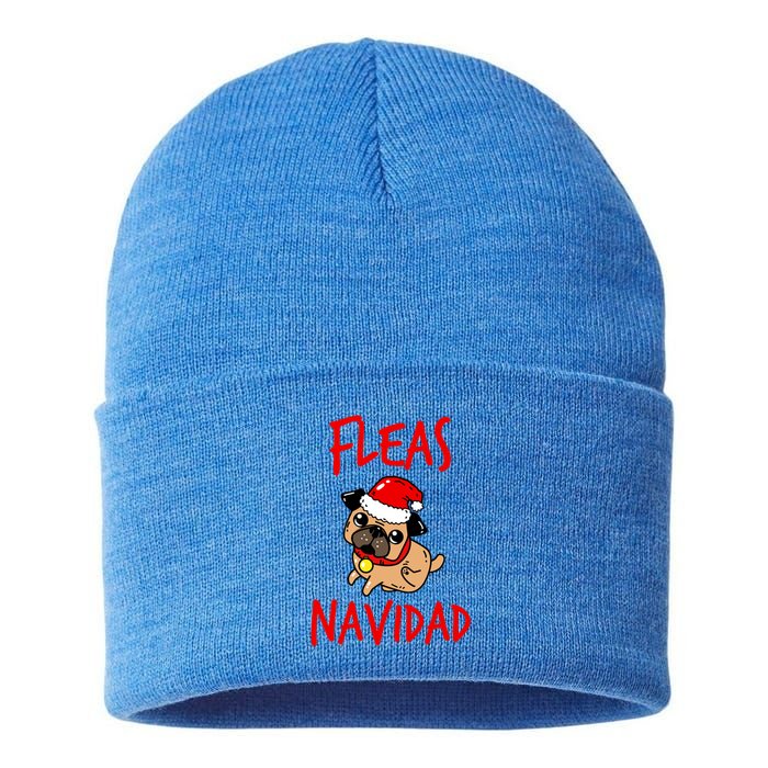 Fleas Navidad Funny Pug Christmas Gift Funny Gift Sustainable Knit Beanie