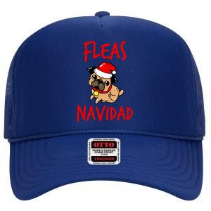 Fleas Navidad Funny Pug Christmas Gift Funny Gift High Crown Mesh Back Trucker Hat