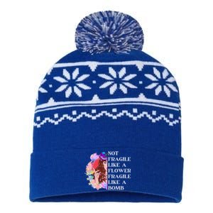 Funny Not Fragile Like A Flower Fragile Like A Bomb Gift USA-Made Snowflake Beanie