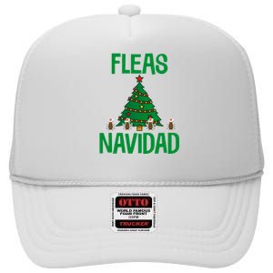 Fleas Navidad Funny Flea Santa Hat Xmas Tree Holiday Humor High Crown Mesh Back Trucker Hat