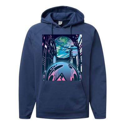 Futuristic Neon Future Performance Fleece Hoodie