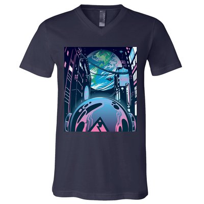 Futuristic Neon Future V-Neck T-Shirt