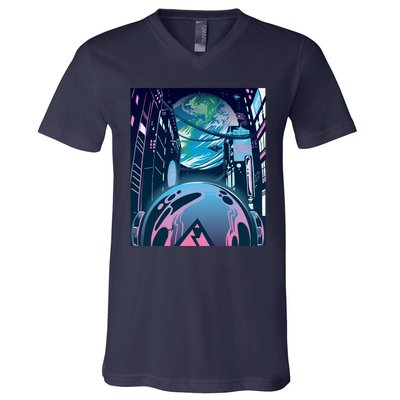 Futuristic Neon Future V-Neck T-Shirt