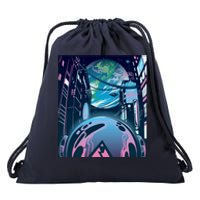 Futuristic Neon Future Drawstring Bag