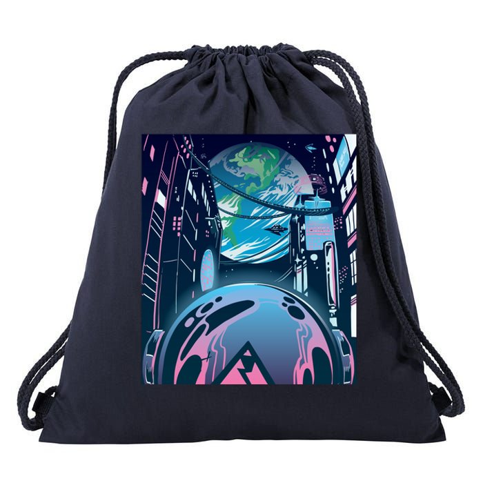 Futuristic Neon Future Drawstring Bag