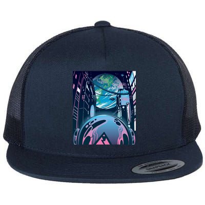 Futuristic Neon Future Flat Bill Trucker Hat