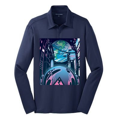 Futuristic Neon Future Silk Touch Performance Long Sleeve Polo