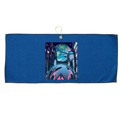Futuristic Neon Future Large Microfiber Waffle Golf Towel