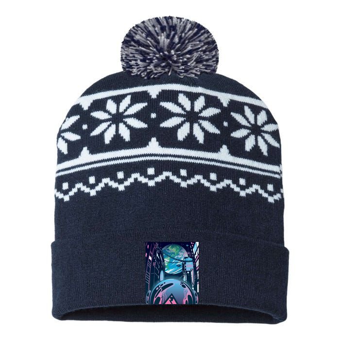 Futuristic Neon Future USA-Made Snowflake Beanie