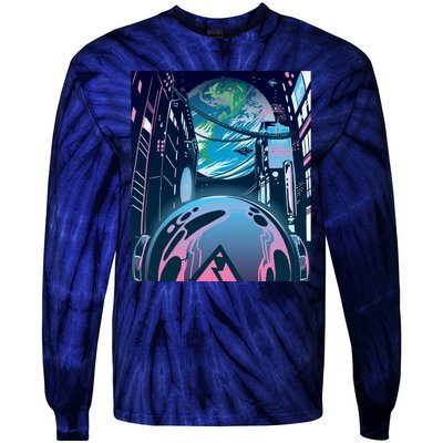 Futuristic Neon Future Tie-Dye Long Sleeve Shirt