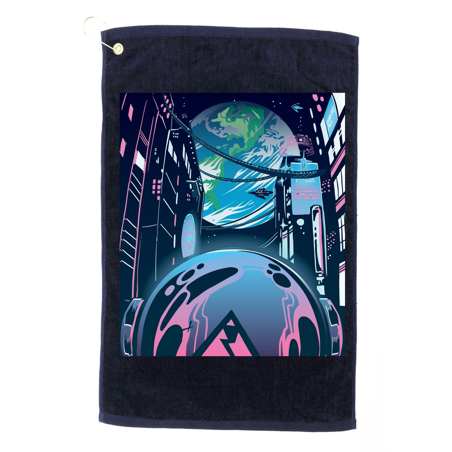 Futuristic Neon Future Golf Towel