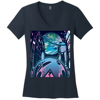 Futuristic Neon Future Women's V-Neck T-Shirt