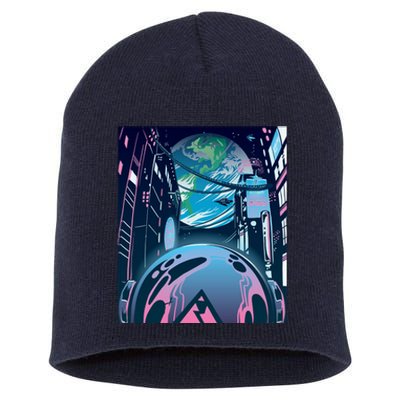 Futuristic Neon Future Short Acrylic Beanie