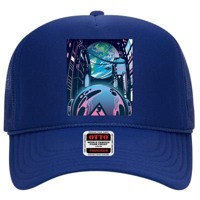 Futuristic Neon Future High Crown Mesh Back Trucker Hat