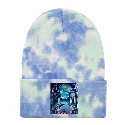 Futuristic Neon Future Tie Dye 12in Knit Beanie