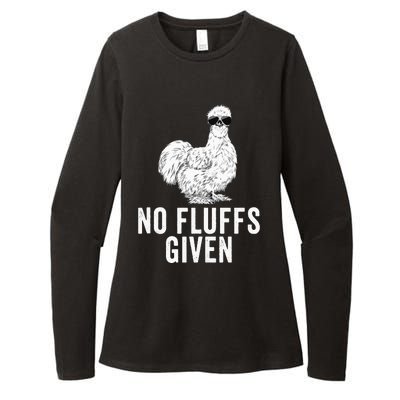 Funny No Fluffs Given Silkie Chicken Mom Farmer Dad Womens CVC Long Sleeve Shirt