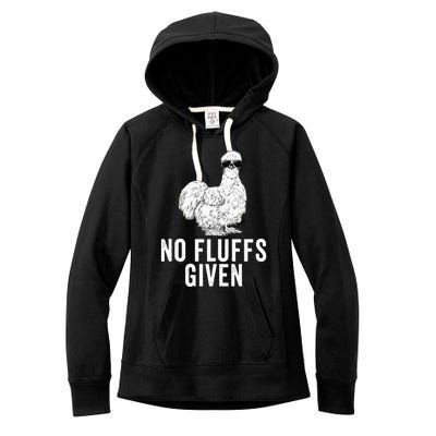 Funny No Fluffs Given Silkie Chicken Mom Farmer Dad Women's Fleece Hoodie