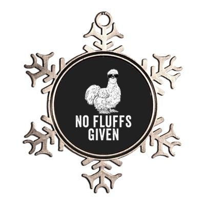 Funny No Fluffs Given Silkie Chicken Mom Farmer Dad Metallic Star Ornament