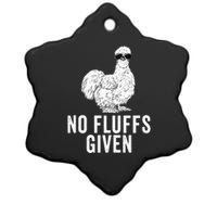 Funny No Fluffs Given Silkie Chicken Mom Farmer Dad Ceramic Star Ornament