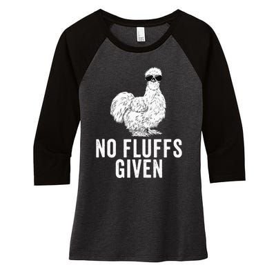 Funny No Fluffs Given Silkie Chicken Mom Farmer Dad Women's Tri-Blend 3/4-Sleeve Raglan Shirt