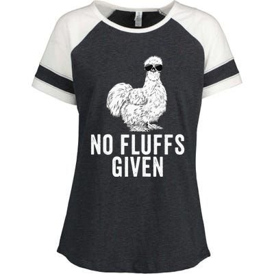 Funny No Fluffs Given Silkie Chicken Mom Farmer Dad Enza Ladies Jersey Colorblock Tee