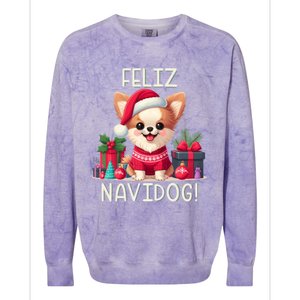 Feliz Navidog Funny Chihuahua Christmas Gift Colorblast Crewneck Sweatshirt