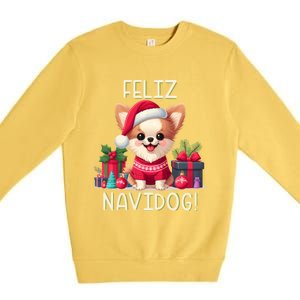 Feliz Navidog Funny Chihuahua Christmas Gift Premium Crewneck Sweatshirt