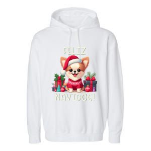 Feliz Navidog Funny Chihuahua Christmas Gift Garment-Dyed Fleece Hoodie