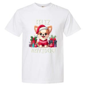 Feliz Navidog Funny Chihuahua Christmas Gift Garment-Dyed Heavyweight T-Shirt