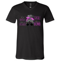 Feminist Not Fragile Like A Flower Fragile Like A Bomb V-Neck T-Shirt