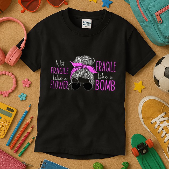 Feminist Not Fragile Like A Flower Fragile Like A Bomb Kids T-Shirt