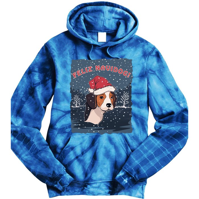 Feliz Navidog Funny Beagle Christmas Gift Tie Dye Hoodie