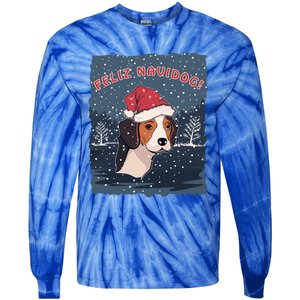 Feliz Navidog Funny Beagle Christmas Gift Tie-Dye Long Sleeve Shirt