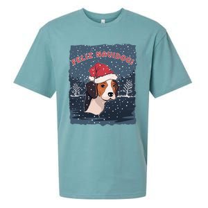 Feliz Navidog Funny Beagle Christmas Gift Sueded Cloud Jersey T-Shirt