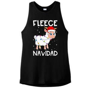 Fleece Navidad Funny Christmas Sheep Feliz Xmas Lights Ladies PosiCharge Tri-Blend Wicking Tank