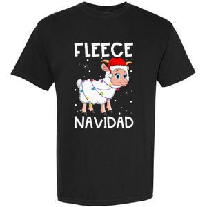 Fleece Navidad Funny Christmas Sheep Feliz Xmas Lights Garment-Dyed Heavyweight T-Shirt