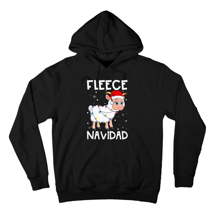 Fleece Navidad Funny Christmas Sheep Feliz Xmas Lights Hoodie