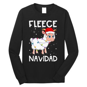 Fleece Navidad Funny Christmas Sheep Feliz Xmas Lights Long Sleeve Shirt