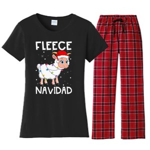 Fleece Navidad Funny Christmas Sheep Feliz Xmas Lights Women's Flannel Pajama Set