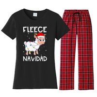 Fleece Navidad Funny Christmas Sheep Feliz Xmas Lights Women's Flannel Pajama Set