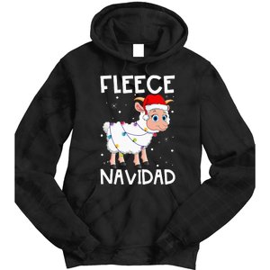 Fleece Navidad Funny Christmas Sheep Feliz Xmas Lights Tie Dye Hoodie