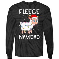 Fleece Navidad Funny Christmas Sheep Feliz Xmas Lights Tie-Dye Long Sleeve Shirt