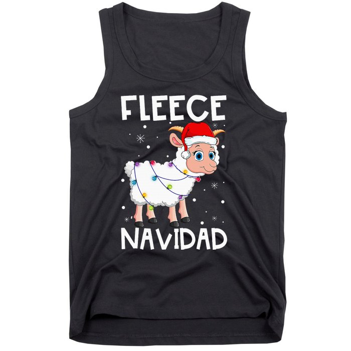 Fleece Navidad Funny Christmas Sheep Feliz Xmas Lights Tank Top